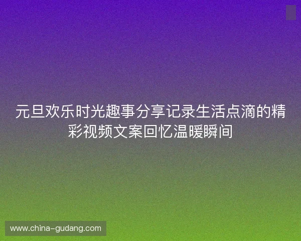 元旦欢乐时光趣事分享记录生活点滴的精彩视频文案回忆温暖瞬间